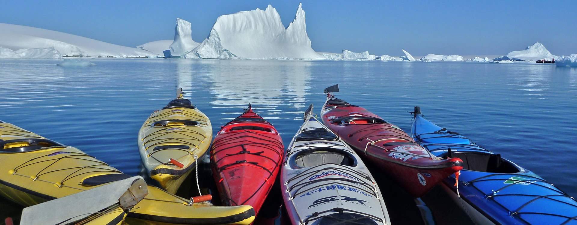 Kayaks in the Antarctic. Antarctic kayaking