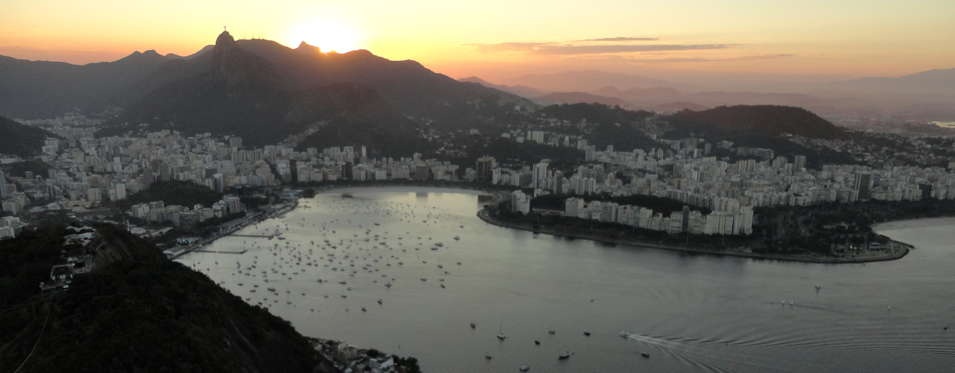 The view over the bay from Sugar Loaf mountain Rio de Janiero